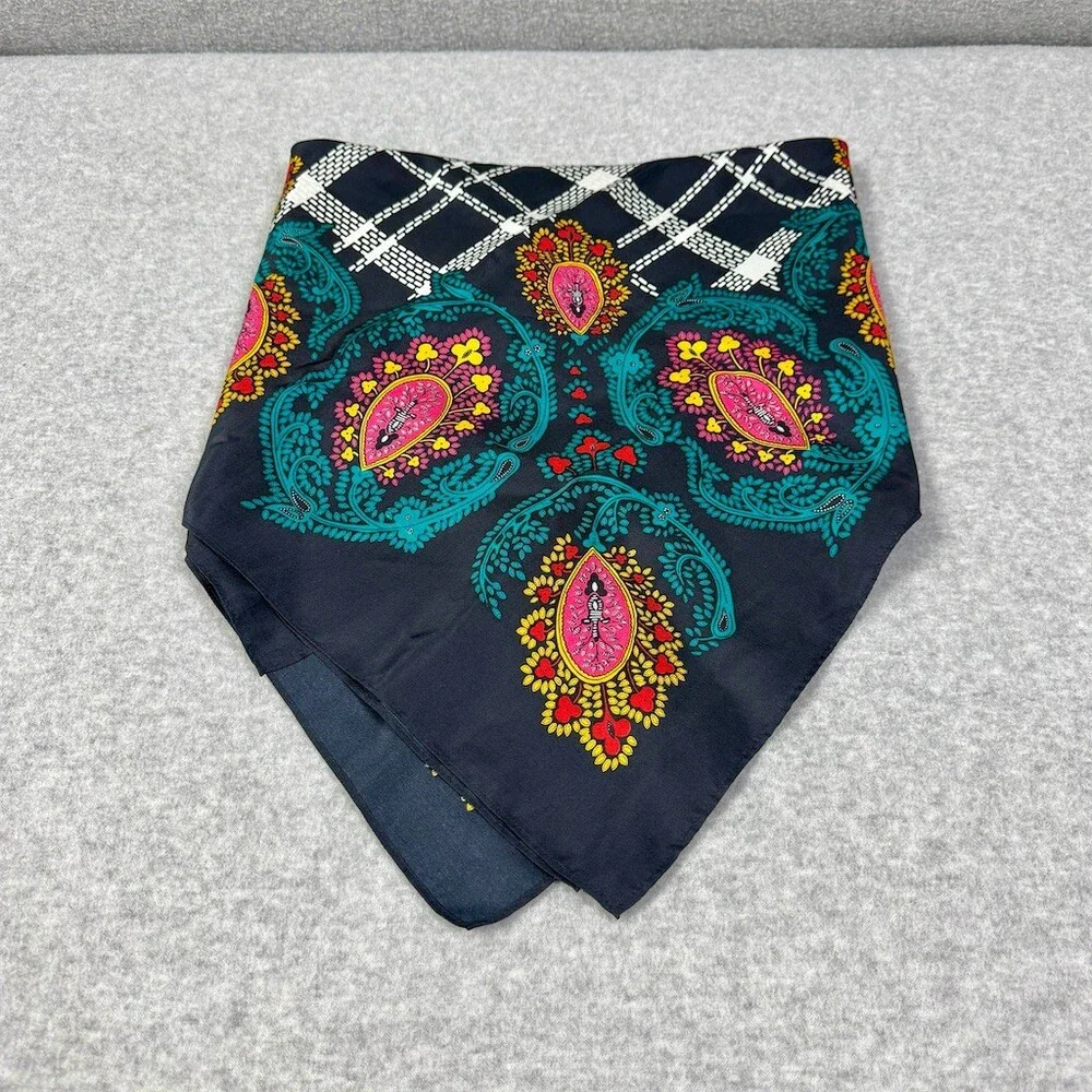 Diane von Furstenberg Scarf 100% Silk Womens Multicolor Paisley Square 42x42